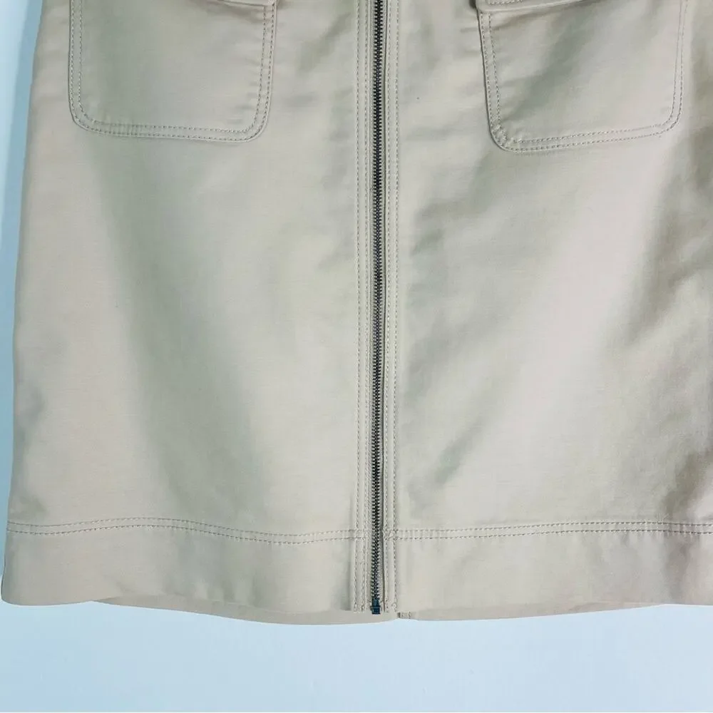 Ann Taylor tan zip cargo stretchy office preppy skirt 2